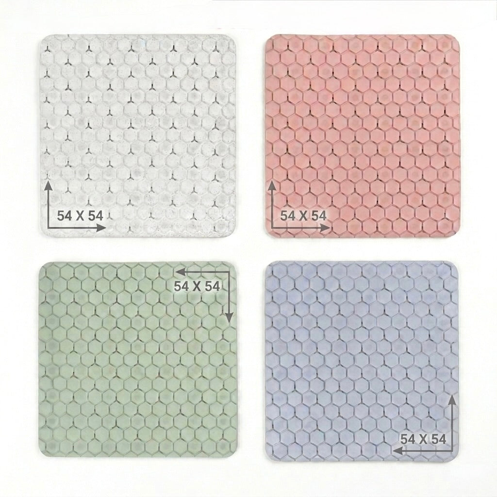 TAPPETO ANTISCIVOLO IN PVC ROSA / BIANCO / AZZURRO / VERDE 54 X 54