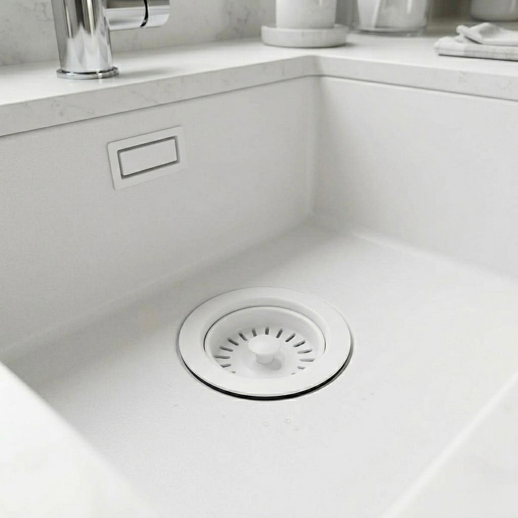 PILETTA LAVELLO CUCINA BIANCO OPACO C/ TROPPO PIENO RETTANGOLARE / TONDO