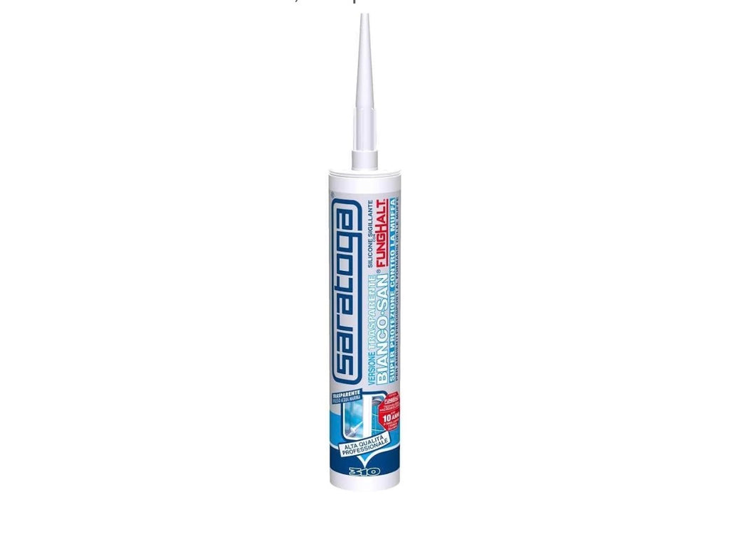 SARATOGA BIANCO-SAN: SILICONE ANTIMUFFA TRASPARENTE