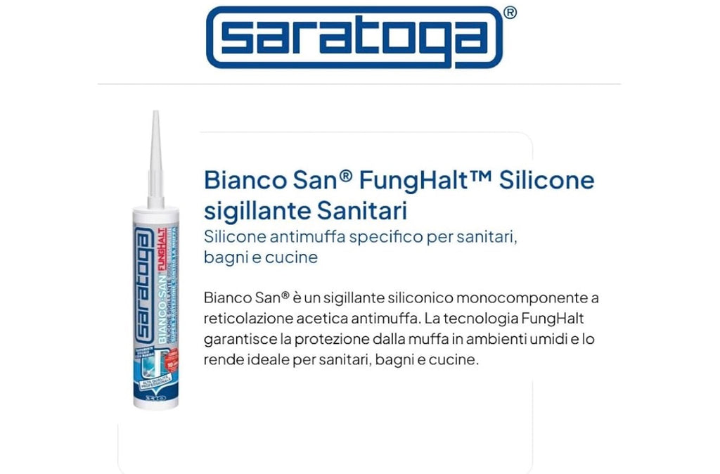 SARATOGA BIANCO-SAN: SILICONE ANTIMUFFA TRASPARENTE
