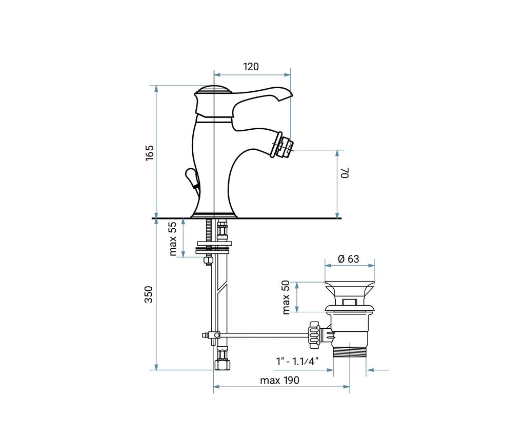 EMMEVI: MISCELATORE MONOCOMANDO BIDET TIFFANY